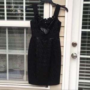 Black Maggy London midi cocktail pencil dress